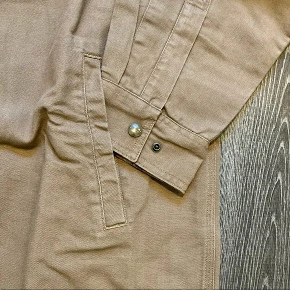 Carhartt Men’s Canvas Shirt Jacket Flannel Lined Long Sleeve Tan Tall Large - Picture 8 of 15